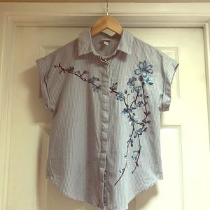 A New Day Button Up Embroidered Blouse